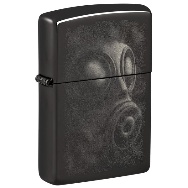 Zippo Gas Mask Design High Polish Black Pocket Lighter 48588